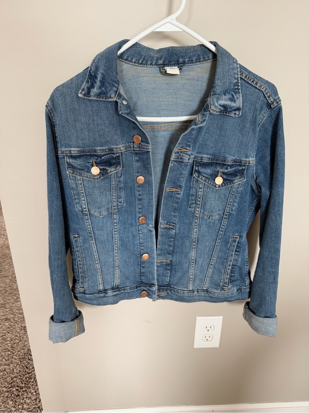 H&M Medium Blue Denim Jacket with Button Front